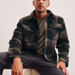 Plaid Wool Blend Men's Shirt Jacket