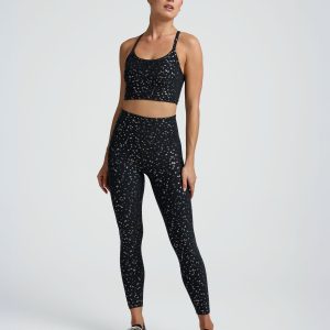 Black Gold Mini Moons SoftShine High Waisted Midi Legging