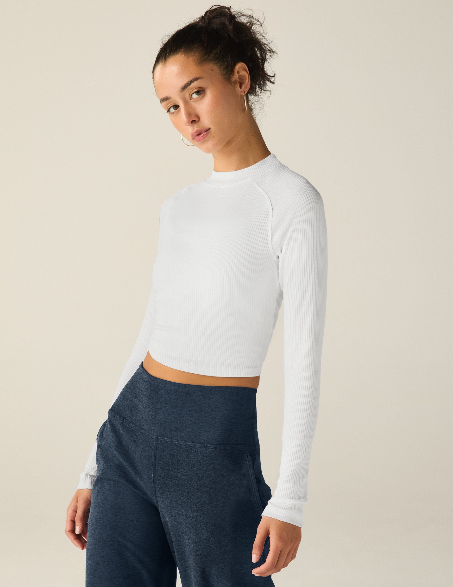 Contours Mock Neck Cropped Top - Image 2