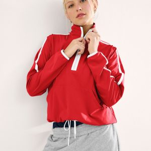 Stretch Woven Course Contrast Half Zip Pullover