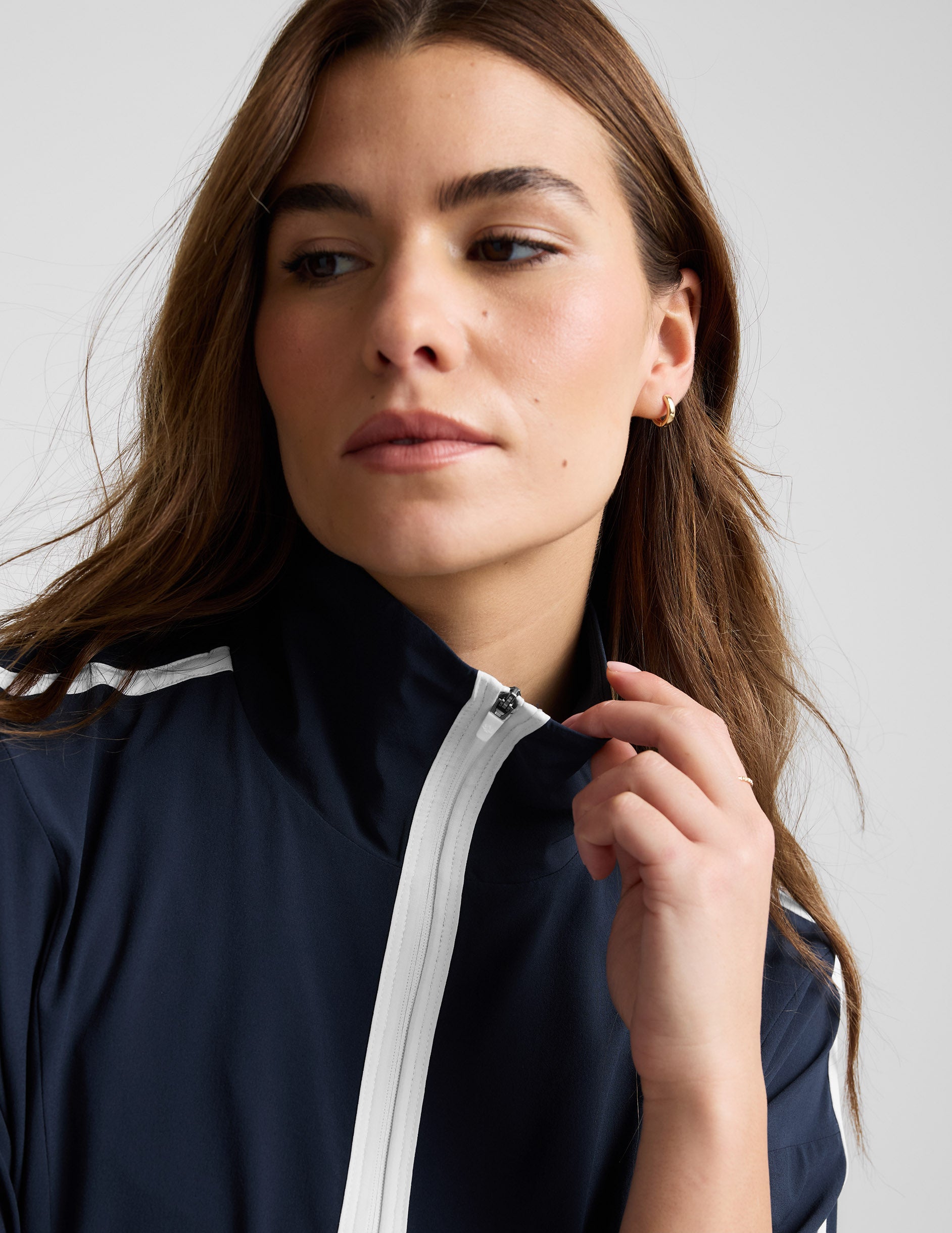 Stretch Woven Course Contrast Half Zip Pullover - Image 3