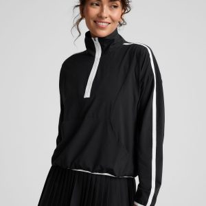 Stretch Woven Course Contrast Half Zip Pullover