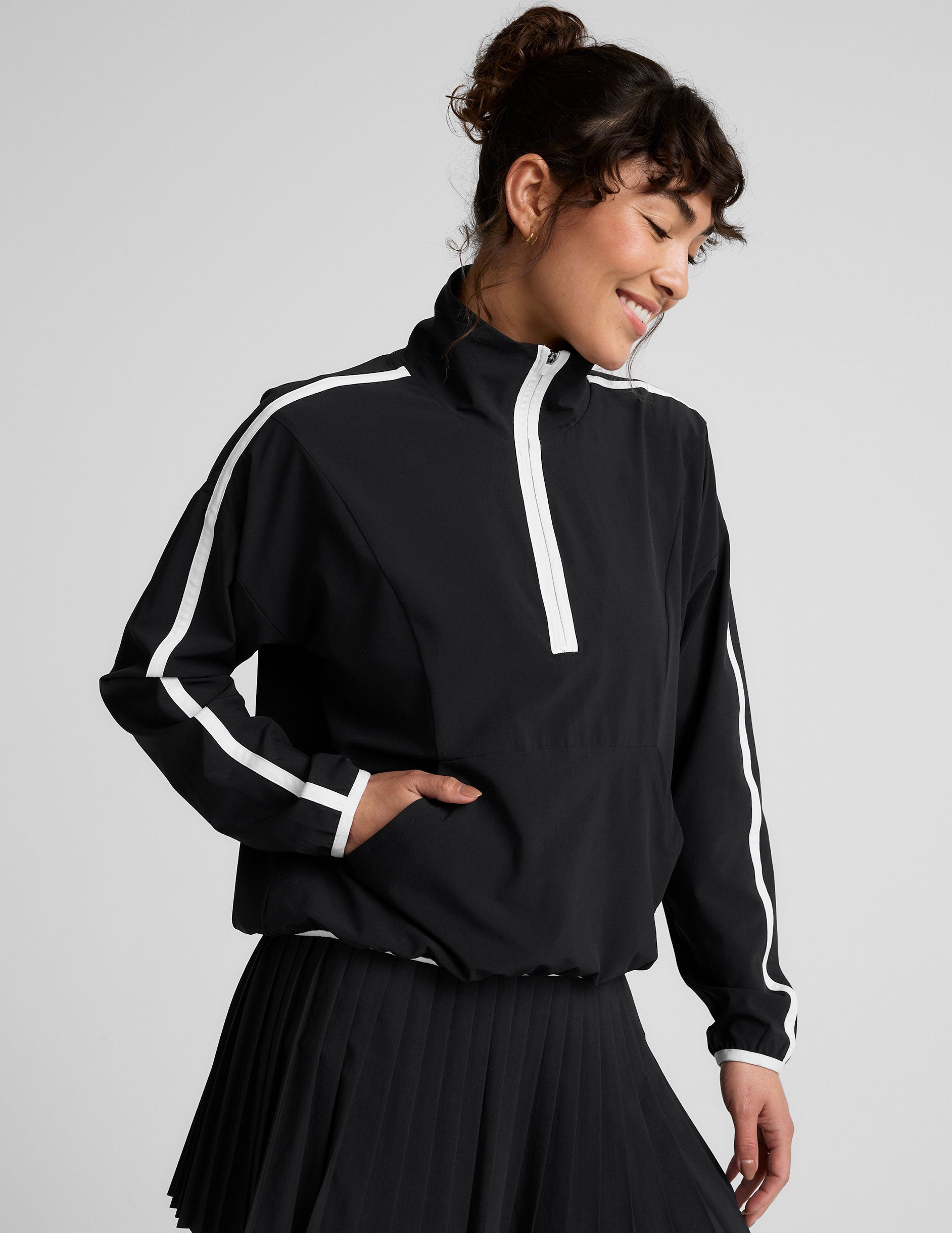 Stretch Woven Course Contrast Half Zip Pullover - Image 4