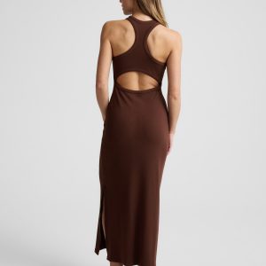 Ribbed High Neck Maxi Dress