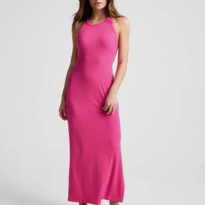 Ribbed High Neck Maxi Dress
